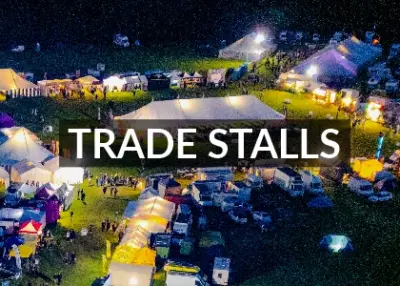 trade stalls at night