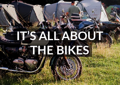 row of bikes by tents